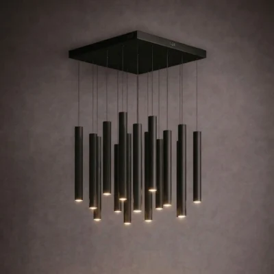 Colgante 14 Luces - Tubo 400 mm - Caño 7/8 + Base Cuadrada 300*300 | G9 - BIPIN